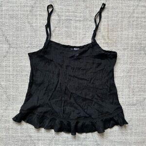 Black Ruffle-Hem Cami Tank Top - Women